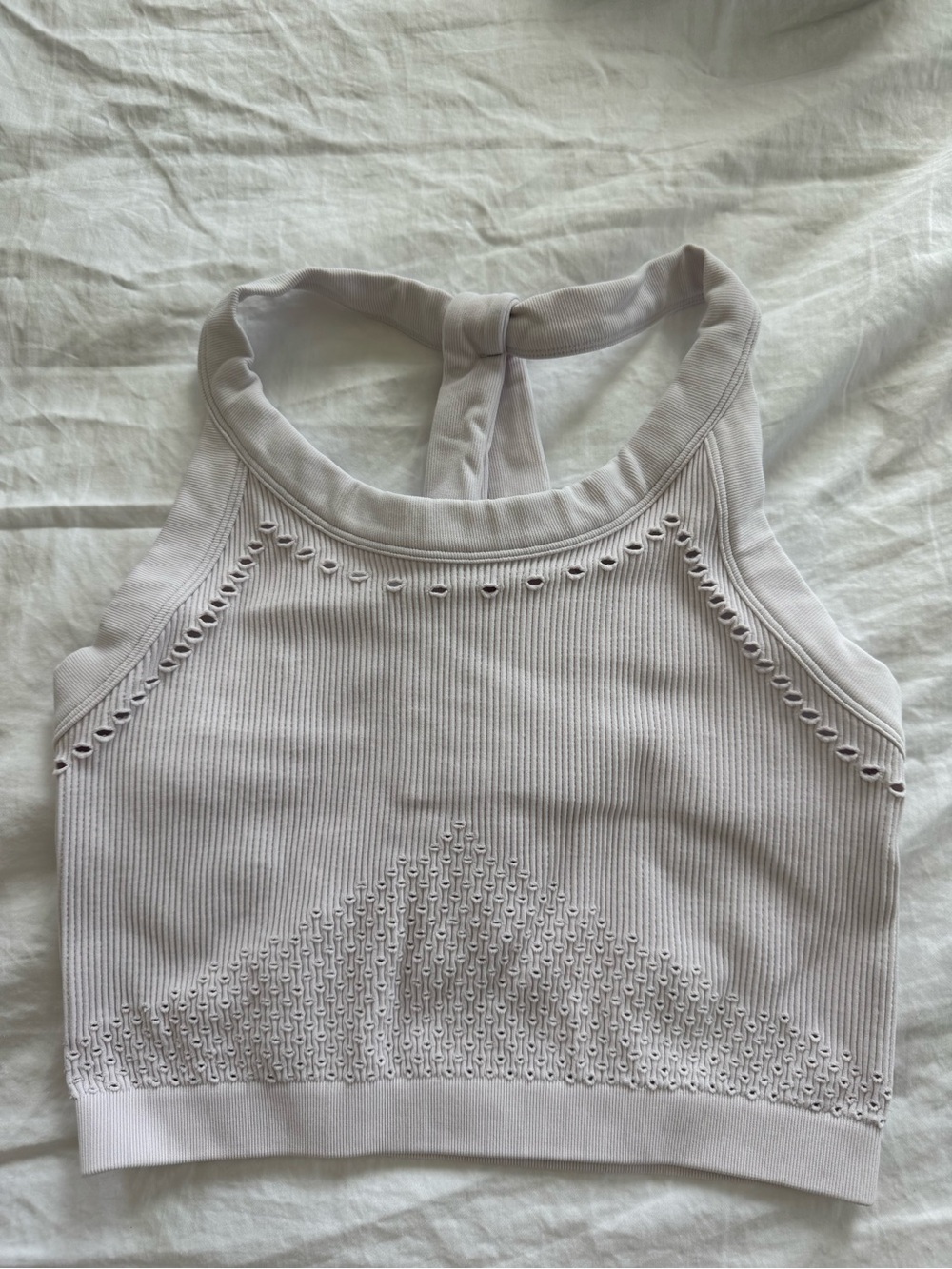 FP Movement by Free People Lavender Halter Crochet-Detail Crop Top m/l